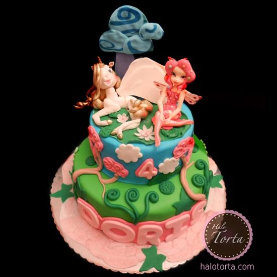 Mia i ja i jednorog spratna torta