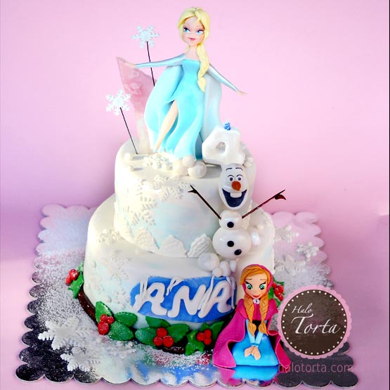 Snežna Frozen i Ana torta zaleđeno kraljevstvo