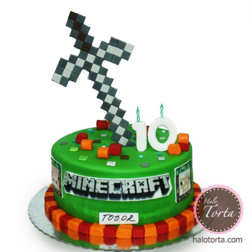 Torta Minecraft sa macem i aplikacijama