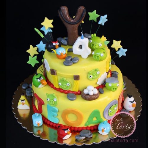 Torta Angry Birds žuta