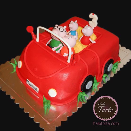 Torta Pepa prase i porodica u autu