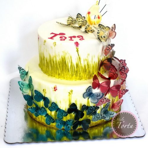 Romanticna torta sa leptiricima od jestivog papira