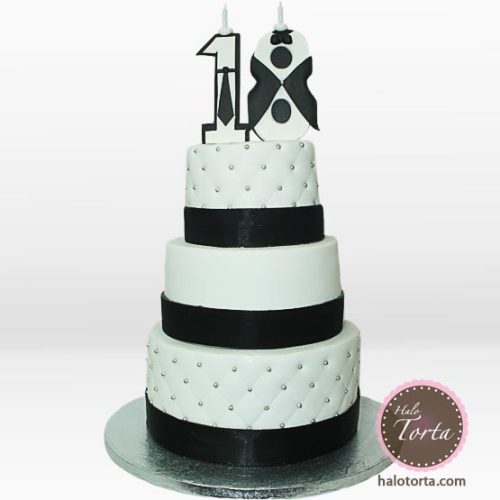 Belo-crna torta za 18. rođendan
