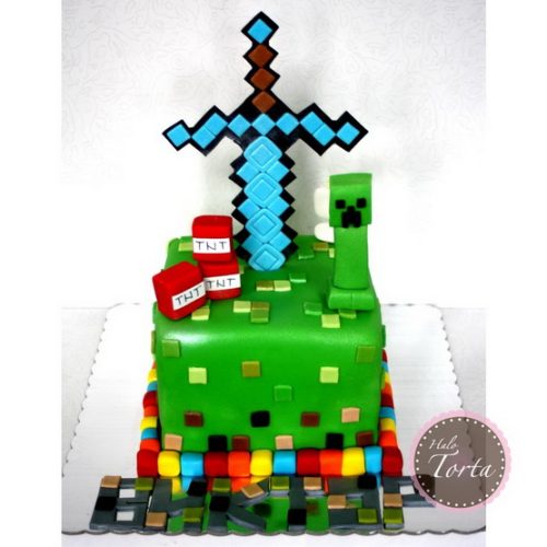 Minecraft torta sa macem i Creeper-om