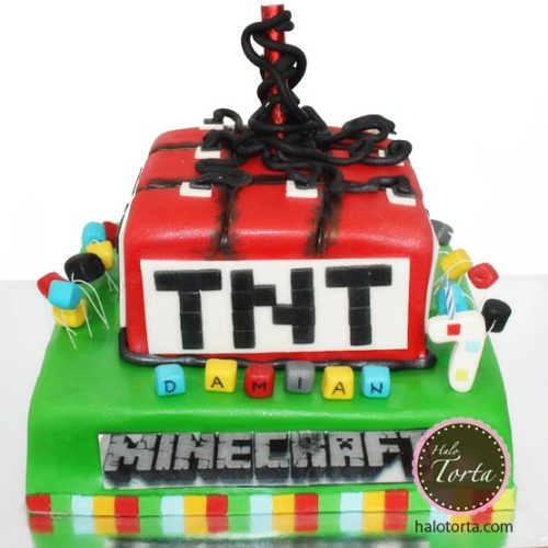 TNT Minecraft torta bez figurica