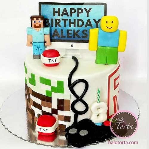 Minecraft i Roblox torta