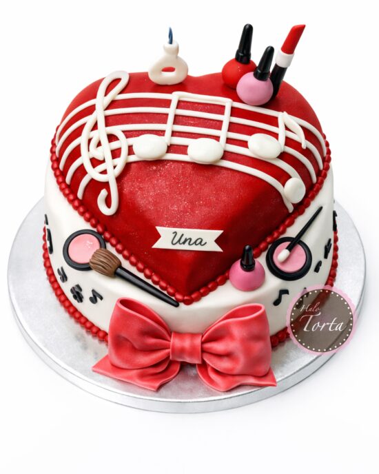 Torta srce sa sminkom i notama