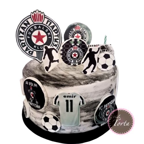 Rucno oslikana torta fudbal Partizan
