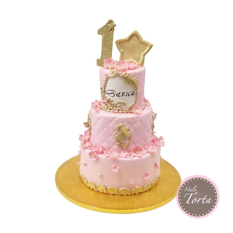 dt1345 Roze torta sa zvezdom torte kolaci