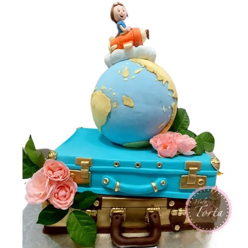 Torta putovanja, globus i koferi