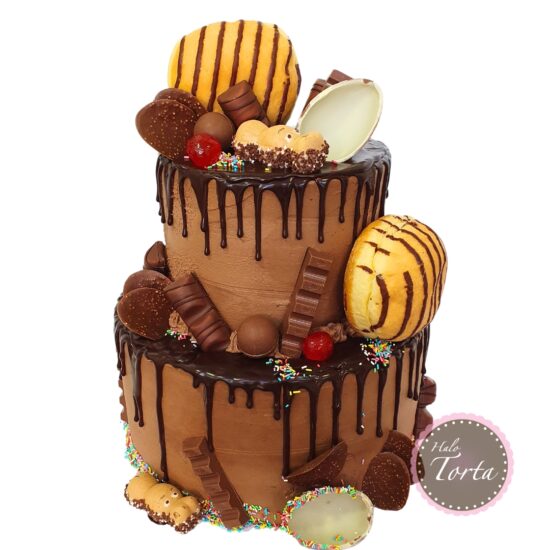 st2153-Torta sa cokoladnom dekoracijom i krofnama