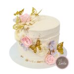 st2256-bela torta sa zlatnim leptirićima