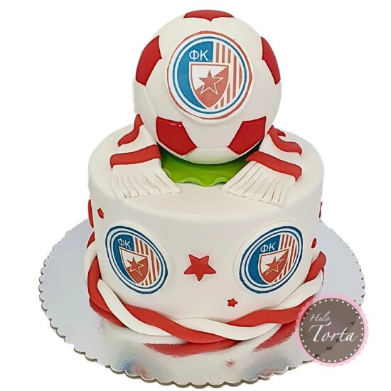 dt2105-Crvena zvezda torta sa grbom i loptom