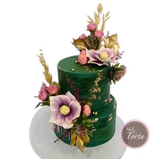 st2118-Zelena torta sa cvecem