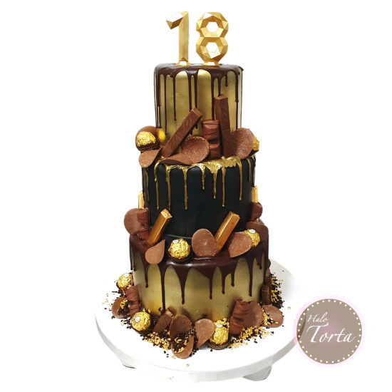 st2220-Zlatno-crna torta za osamnaesti