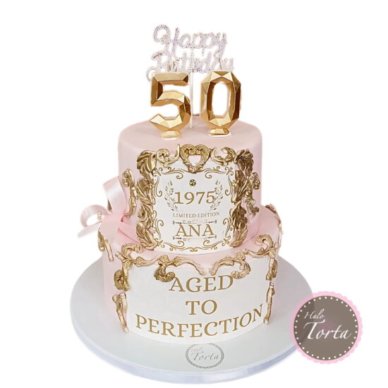 st2277-Sedef roze torta za 50. rodjendan