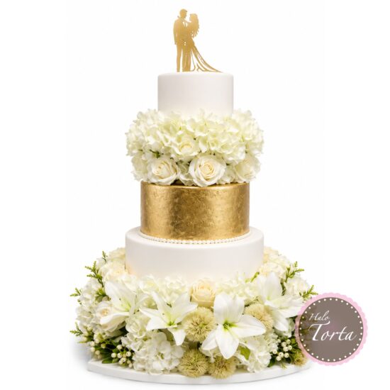 White & Gold svadbena torta