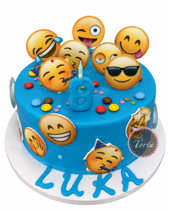 Smiley plava rođendanska torta