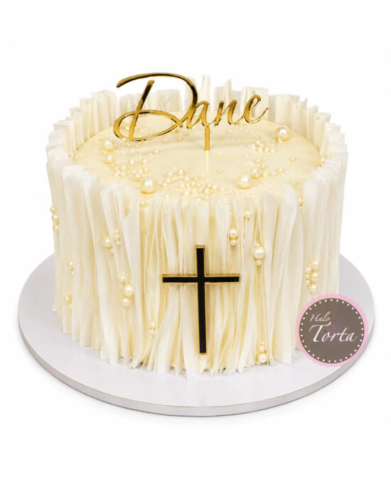 Bela elegantna svečana torta za krštenje