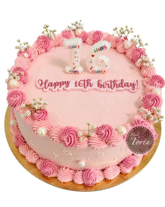 Roze rođendanska torta – Sweet 16