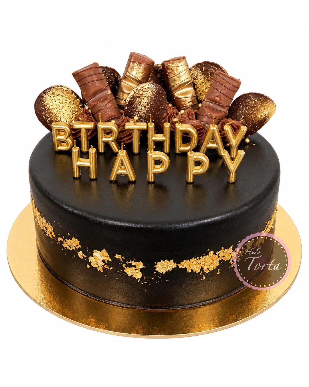 st2462-Elegantna crna torta Happy Birthday st2462-Elegantna crna torta Happy Birthday